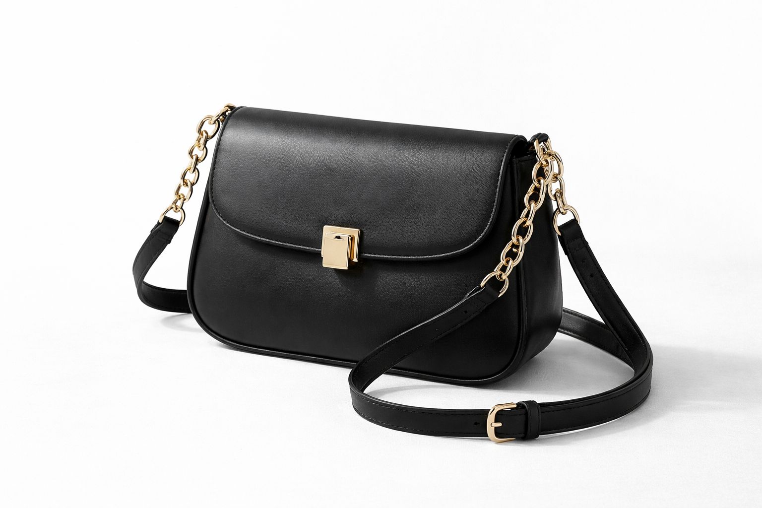 Qadın üçün gündəlik dəri çanta qara